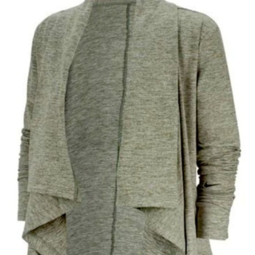 Nike Yoga Army Green Heather Drape front cardigan S